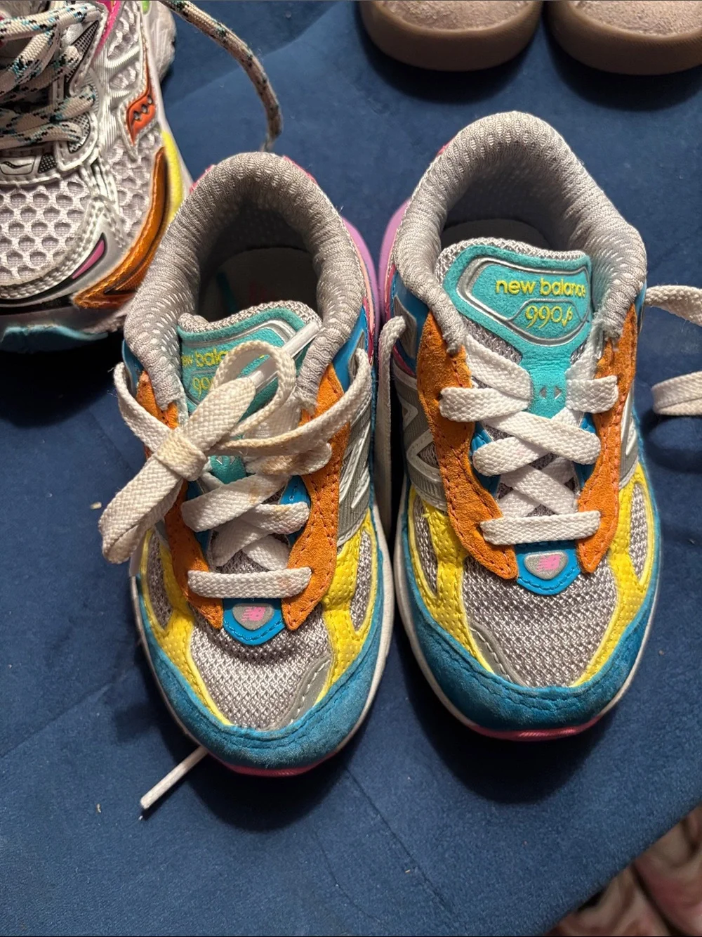 New Balance Kids Colorful Multi-Tone Sneakers - Blue, Yellow, Pink, White